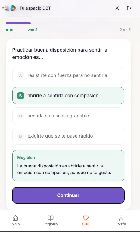 Una pregunta de la trivia de la sesión, con las cuatro alternativas, la respuesta correcta marcada y su explicación.